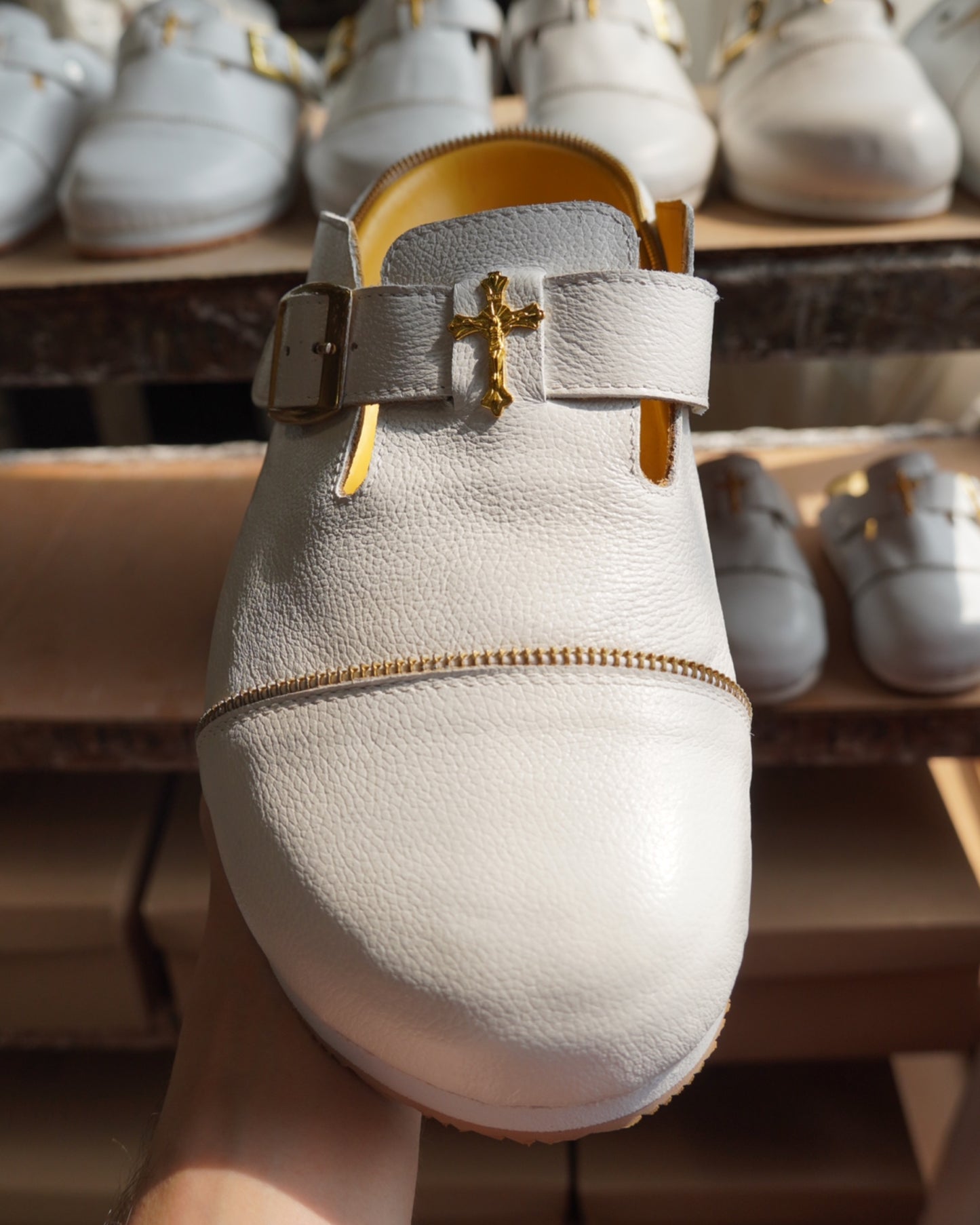 White "Zipper Mule"